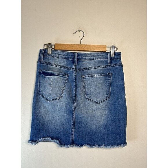 Kancan Distressed Medium Wash Blue Casual Denim Jean Skirt Size 3/25 - Picture 8 of 10